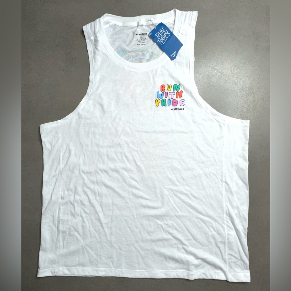 Brooks Run Happy Run With Pride Distance Tank 2.0 NWT - XL